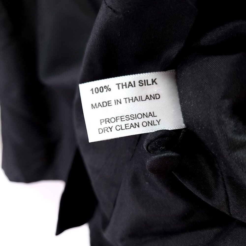 Marisa Baratelli Button-Up Thai Silk Blazer Size 10 Lightweight Unlined Black - Picture 3 of 11